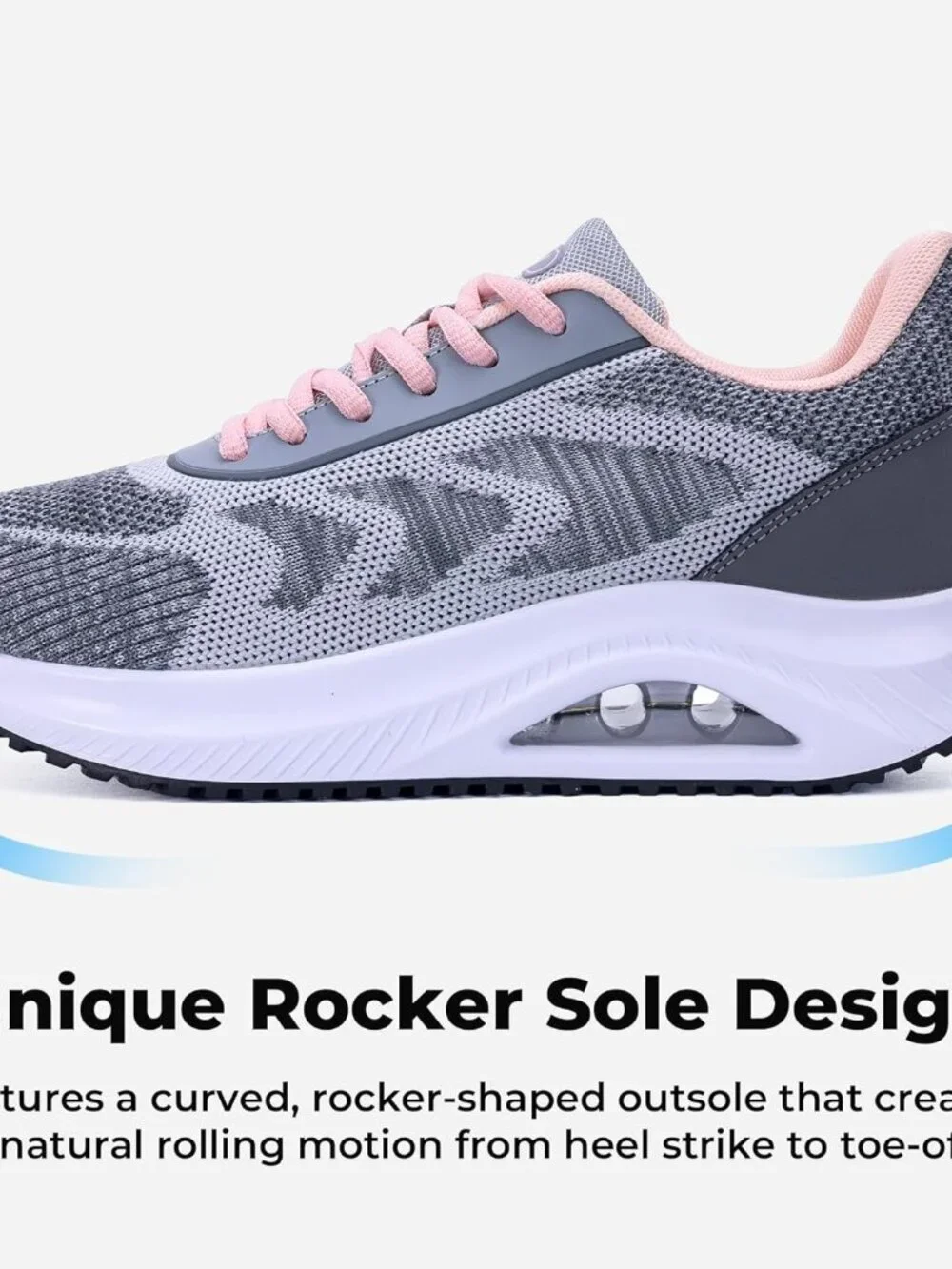 Women's Grey-pink Arch Support Walking Shoes Plantar Fascistic Sneakers